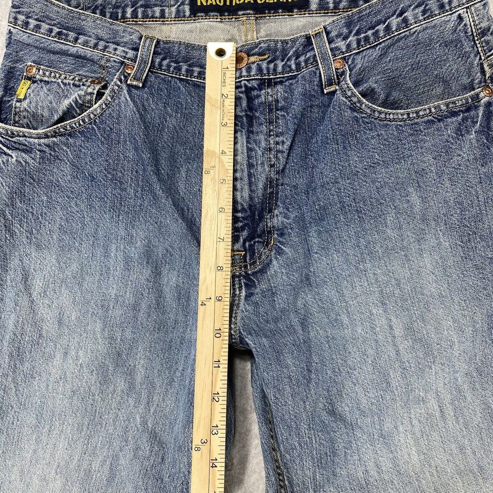 Nautica Jeans Mens 34x31 Classic Relaxed Straight Faded Distressed Denim Baggy - Picture 7 of 13